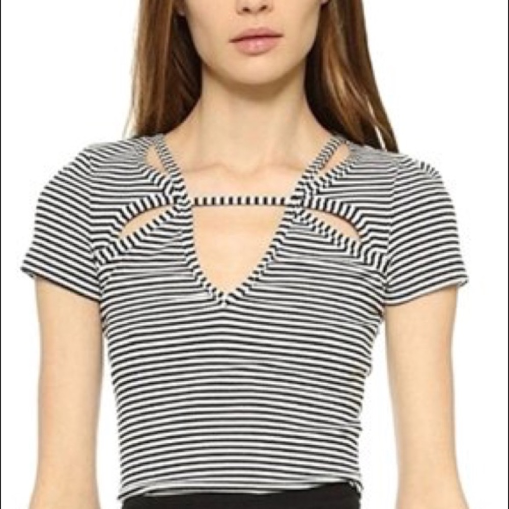 Free People Black & White Frenchie Cutout Top